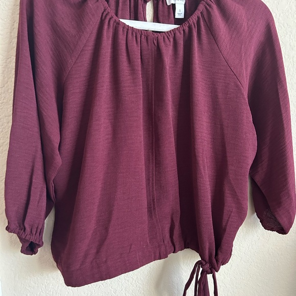 Nine West Tops - Nine West Maroon Blouse with Tie Hem